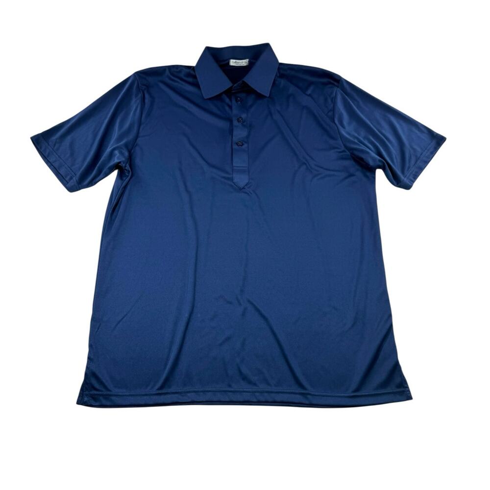 Collars & Co Dress Collar Polo Mens L Relaxed Fit Blue Performance Stiff Collar
